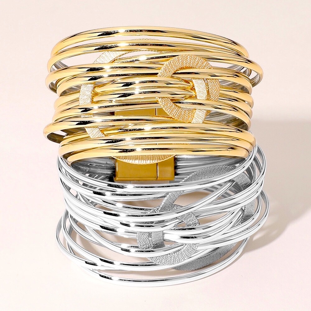 Gold or Silver Metal Magnetic Wrap Bracelet